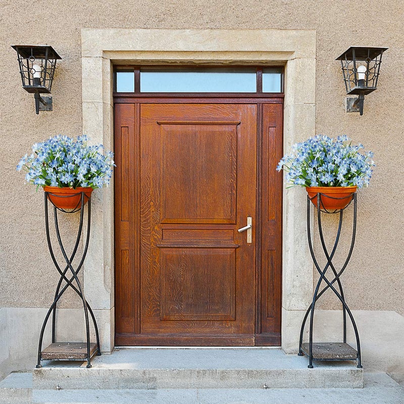 HAPLIA 8 Bundles Artificial Daffodils Flowers, Fake Artificial Greenery UV Resistant No Fade Faux Plastic Plants for Wedding Bridle Bouquet Indoor Outdoor Home Garden Kitchen Office Table Vase (Blue) - Image 2